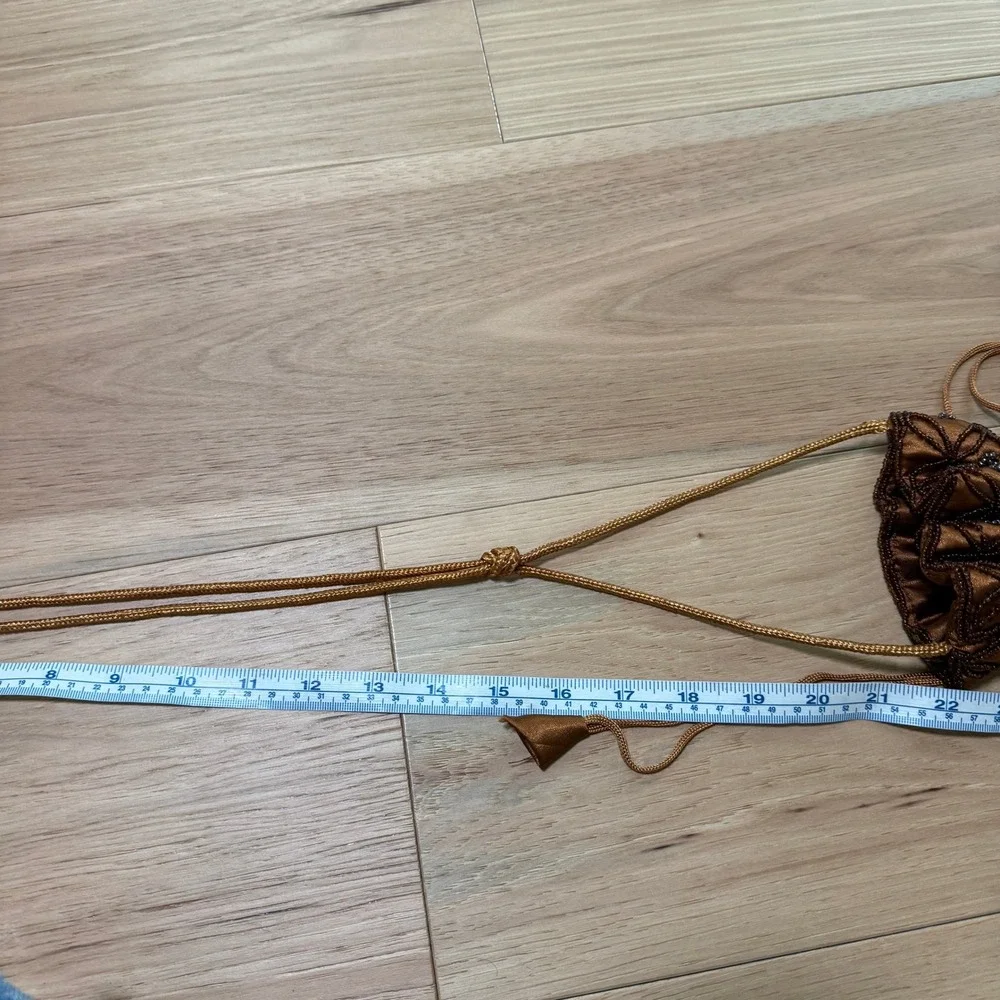 Handmade Indian Potli Clutch Bag Brown Silk Beaded Drawstring Festival BOHO